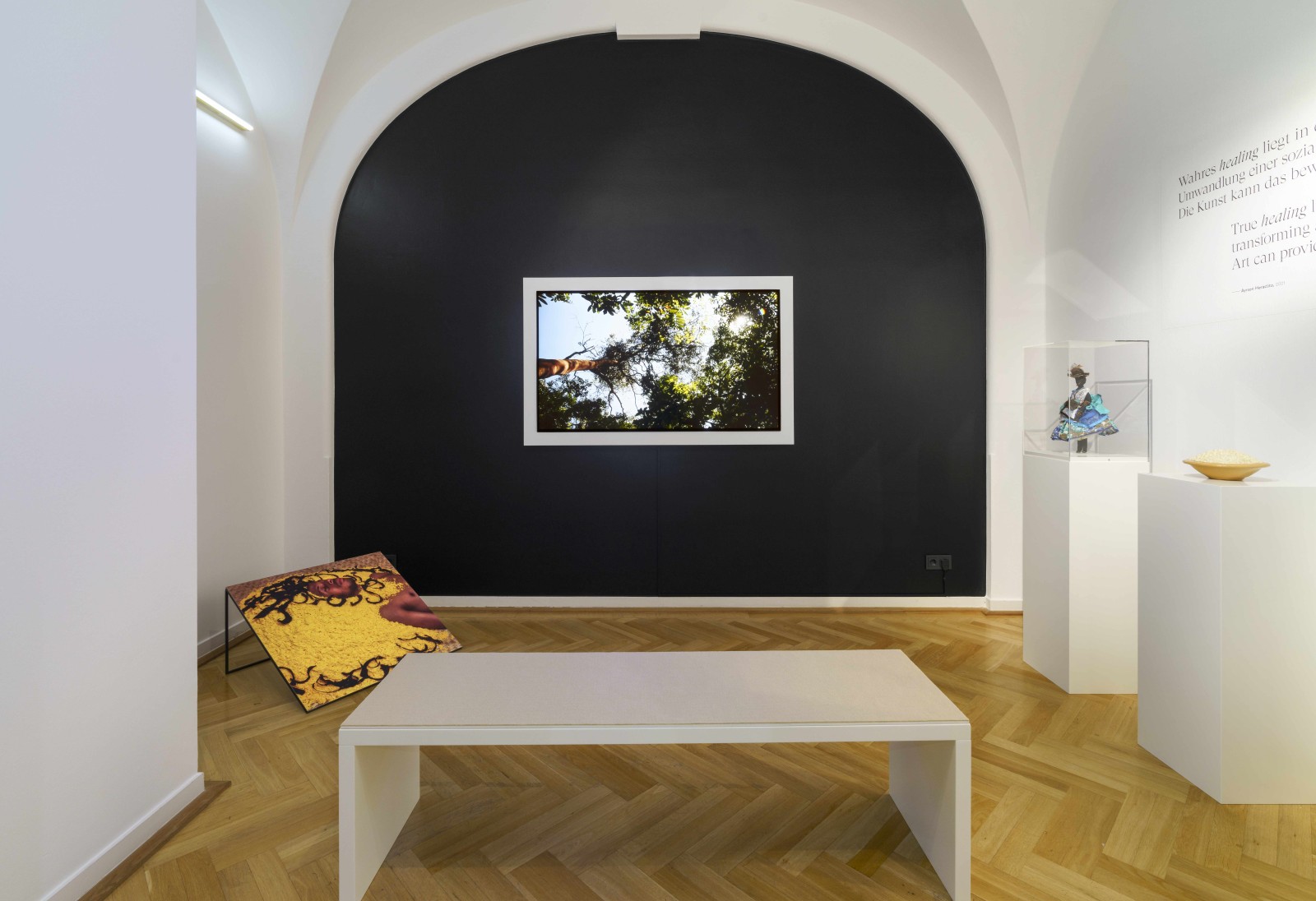 Ausstellungsansicht "healing. Leben im Gleichgewicht". Weltkulturen Museum 2022. Foto: Wolfgang Günzel