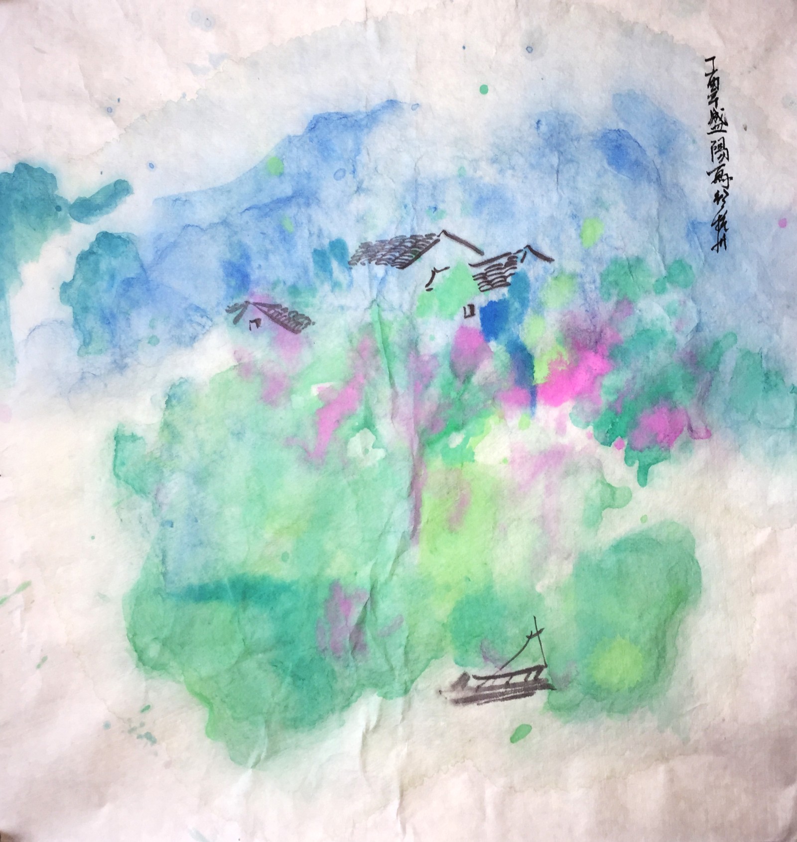 Shengyang Lin: Spring at West Lake, traditional Chinese painting on rice paper, Hangzhou 2017, Photo: Reinhard Wanzke