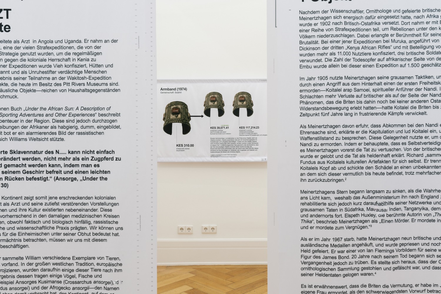 Exhibition view “Invisible Inventories: Questioning Kenyan Collections in Western Museums”; Weltkulturen Labor; Photo: Peter Wolff 2021