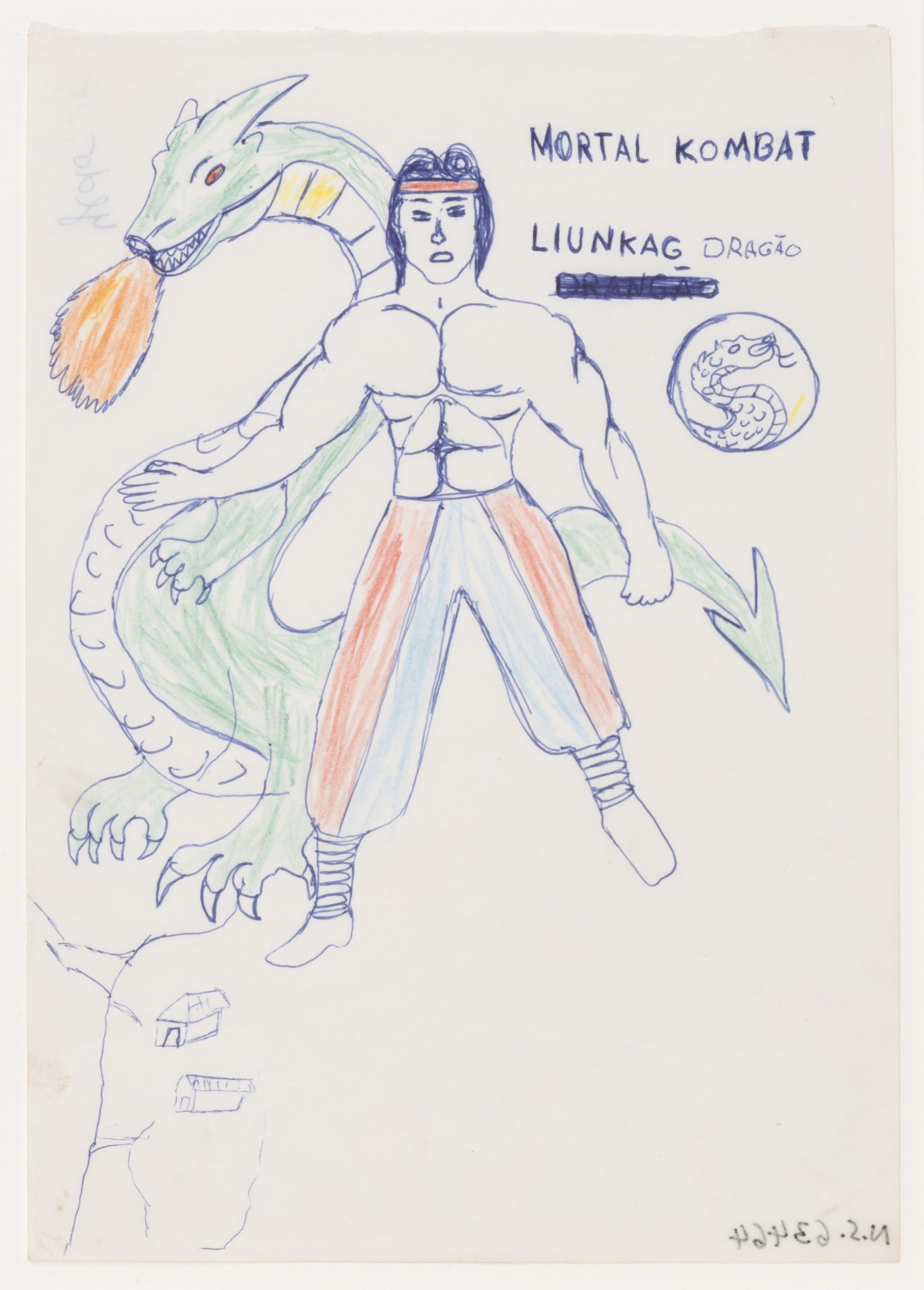 Celio de Souza, dragons,crayon on paper, purchased by Mona Suhrbier 1999-2000. Collection Weltkulturen Museum