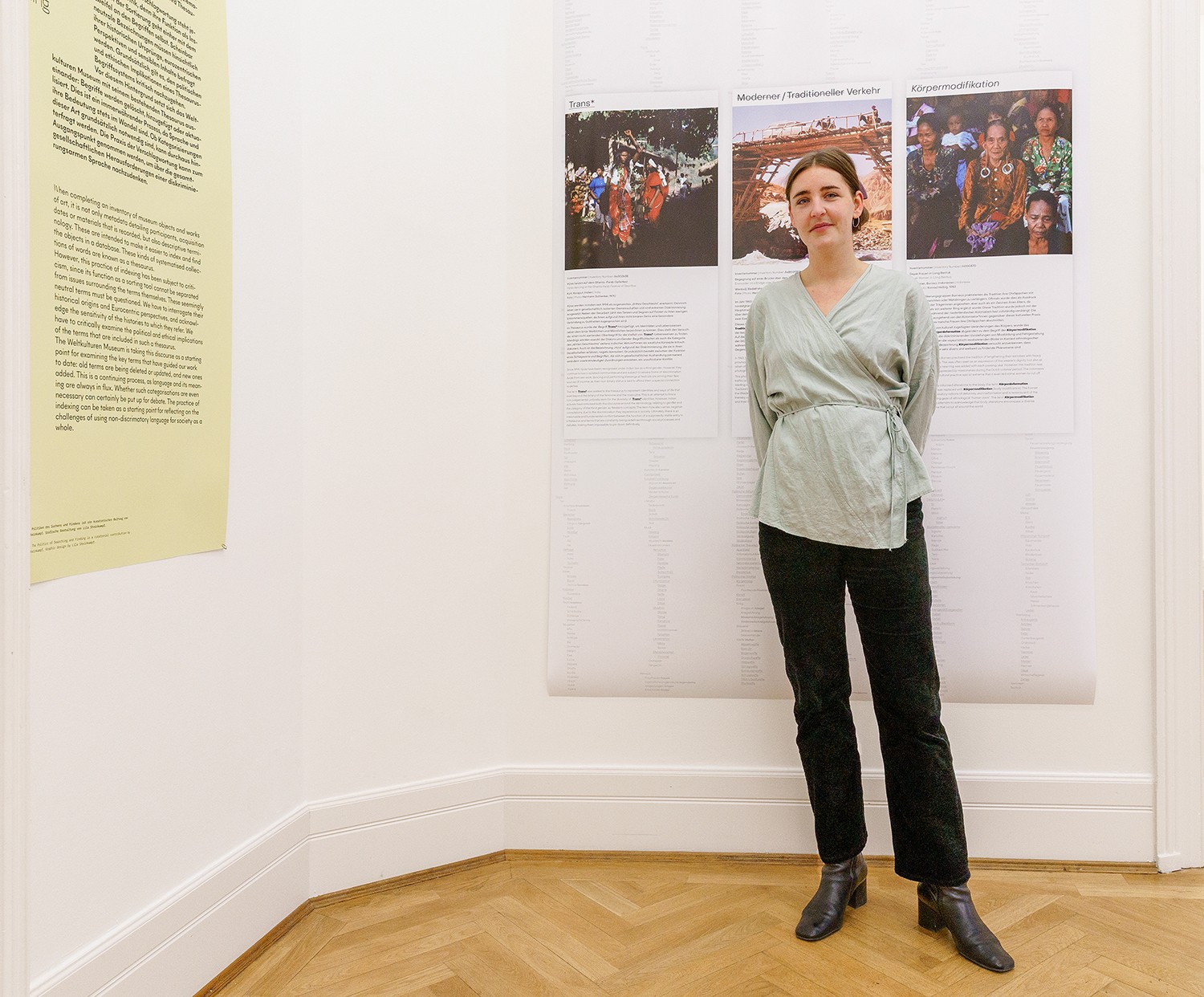 Lea Steinkampf in the exhibition “Hidden in plain Sight“. Weltkulturen Labor 2021. Photo Wolfgang Günzel