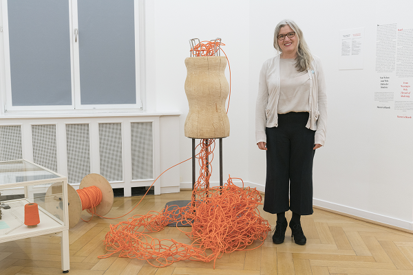 Maren Gebhardt in the exhibition THE COMMON THREAD, Weltkulturen Museum 2016
