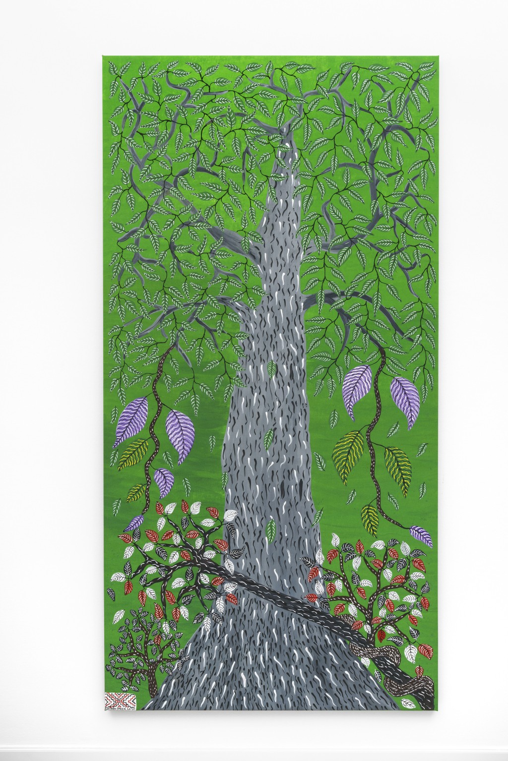 Roldán Pinedo Lopez. Cedro, from the series Solo Árboles (Only Trees), 2020. Shipibo, Lima and Amazonia, Peru. Collected by Mona Suhrbier, 2020. Acrylic on canvas. Commissioned work for the Collection Weltkulturen Museum. Photo: Wolfgang Günzel