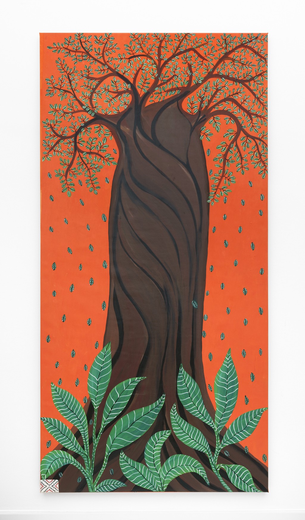Roldán Pinedo Lopez. Huangana Caspi, from the series Solo Árboles (Only Trees), 2020. Shipibo, Lima and Amazonia, Peru. Collected by Mona Suhrbier, 2020. Acrylic on canvas. Commissioned work for the Collection Weltkulturen Museum. Photo: Wolfgang Günzel