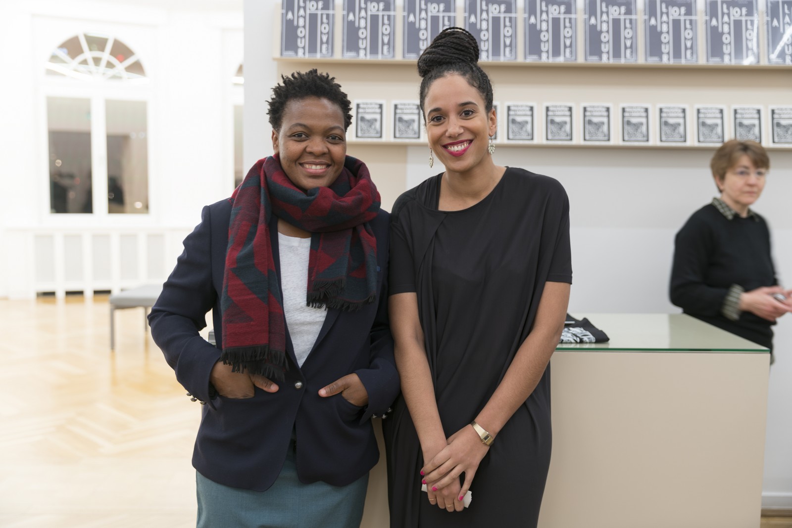 Yvette Mutumba and Gabi Ngcobo in the exhibition A LABOUR OF LOVE, Weltkulturen Museum 2015