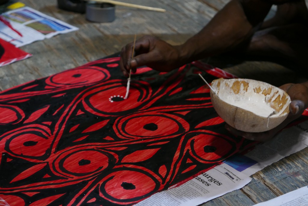 Creation of a painting. Avim, Upper Karawari, Papua New Guinea. Photo and documentation by Tomi Bartole, 2019