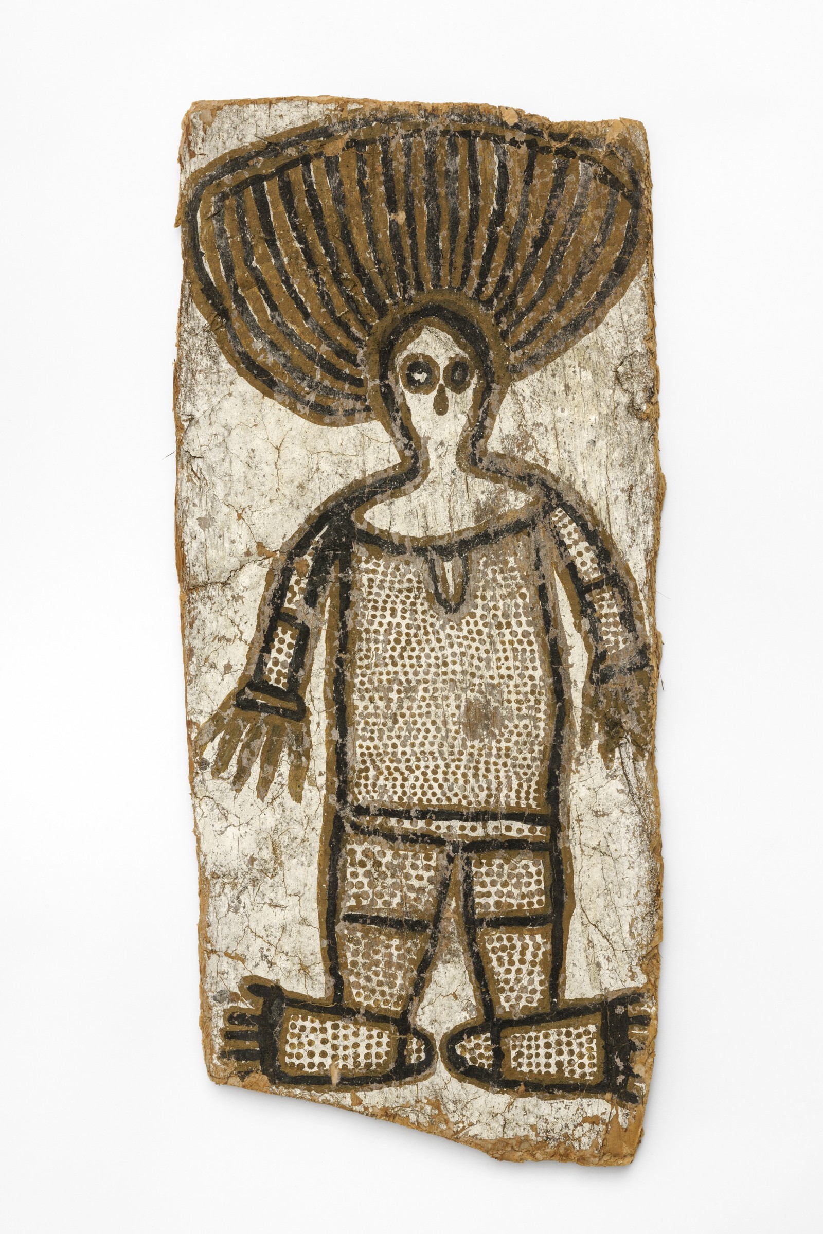 Bark painting with Wanjina figure from Woorewooddee, artist not documented by name, 1938, approved by Wunambal Gaambera Aboriginal Corporation, Weltkulturen Museum Collection. Photo: Wolfgang Günzel