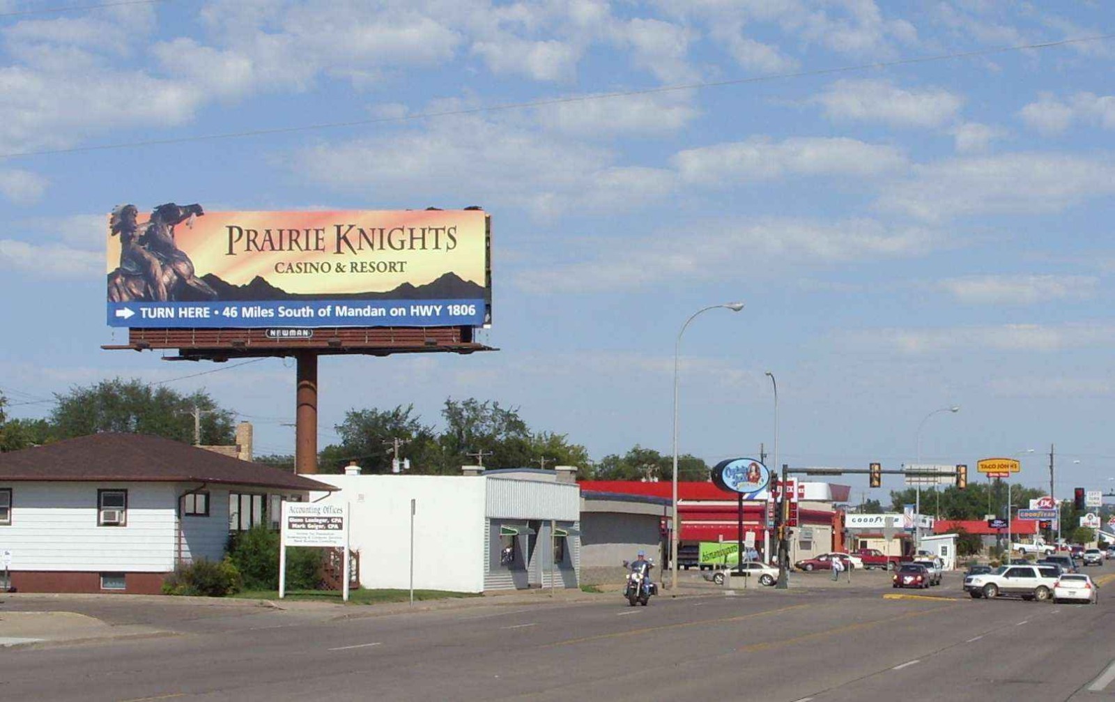 Advertising sign „Prairie Knights Casino & Resort“ in Mandan, North Dakota, Photo: Markus Lindner 2010